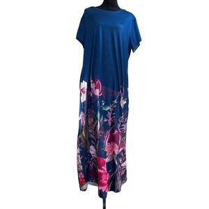 Pixie Lady Floral Maxi Dress 1X Blue Tulip‎ New with Tags Boho spring garden